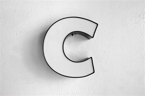 SOLD - Vintage Channel Sign Letter "C" in White, Graphic Block Font - Rehab Vintage Interiors