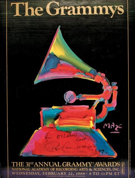 Artist PETER MAX Signed 1989 Grammy Awards Poster : Lot 39