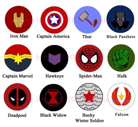 the avengers logos are all in different colors