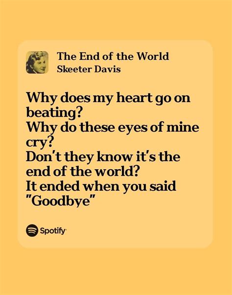 The End of the World | The world song, Lyrics, End of the world