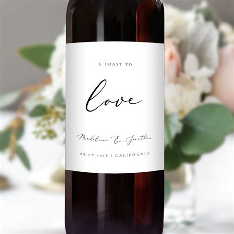 Wedding Wine Bottle Label Template Simple Elegant Label Fully - Etsy