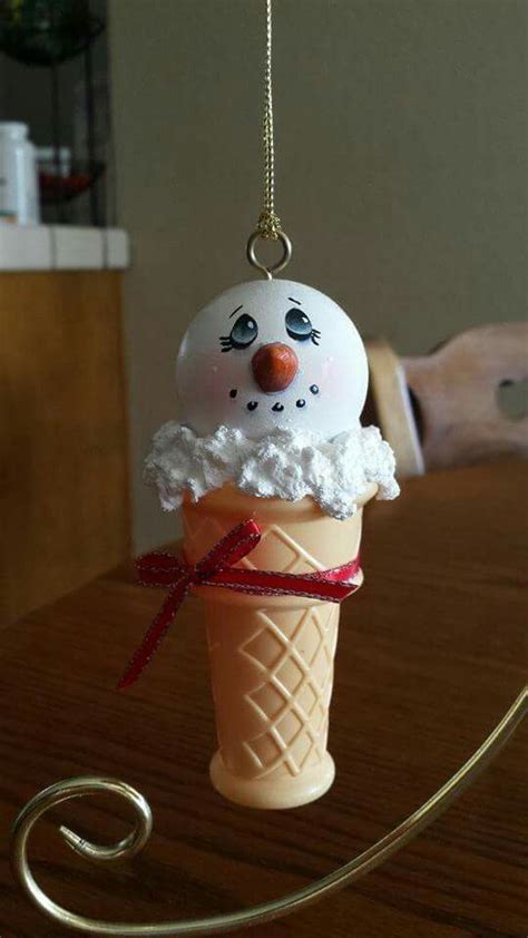 Snowman Ornament. Made with a ping pong ball & Cone is sold in dollars ...