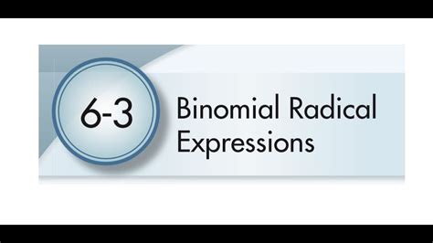 6-3 Binomial Radical Expressions - YouTube