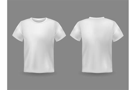 T-shirt mockup. White 3d blank t-shirt front and back views realistic ...