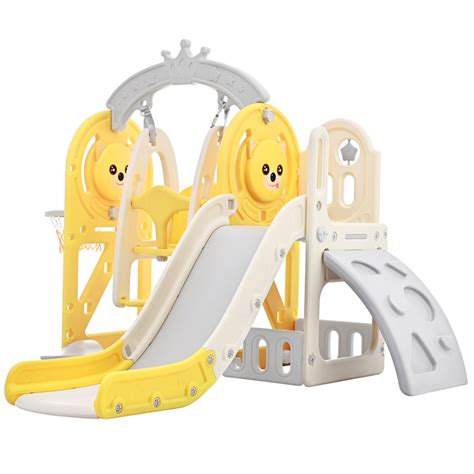 Toddler Slide and Swing Set 5 in 1, Kids Freestanding Slides with ...