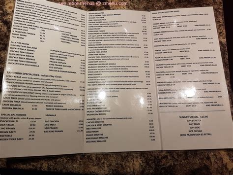 Menu at Bombay Restaurant, Beccles