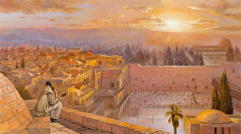 Jerusalem Painting: Welcoming the sunrise in Jerusalem by Alex Levin