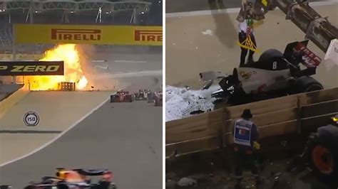 F1 Driver Romain Grosjean Survives Fiery Crash