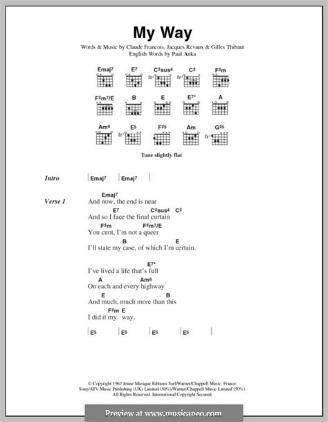 My Way Piano Chords In C - Sheet and Chords Collection