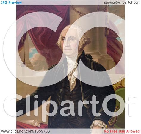 Historical Portrait of George Washington Posing over Drapes and Columns - Royalty Free ...