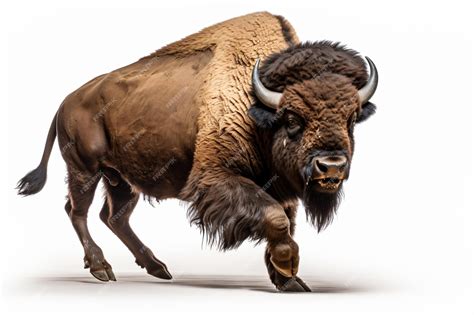 Premium Photo | A bison is running on a white background