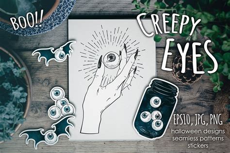 Creepy Eyes Halloween Designs | Decorative Illustrations ~ Creative Market