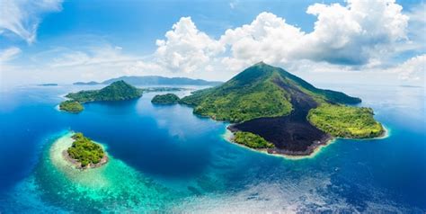 Vista aérea ilhas banda arquipélago das molucas indonésia | Foto Premium