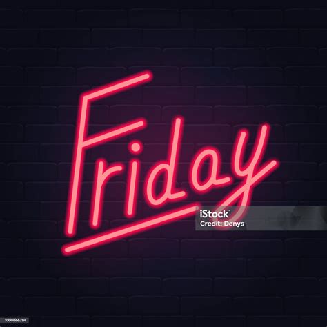 Friday Neon Sign Friday Logo Emblem Night Neon Poster Light Banner ...