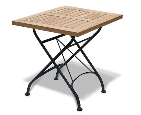 Teak Folding Square Bistro Table, Black – 0.6m