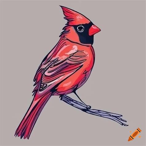 Line drawing of a cardinal bird on Craiyon