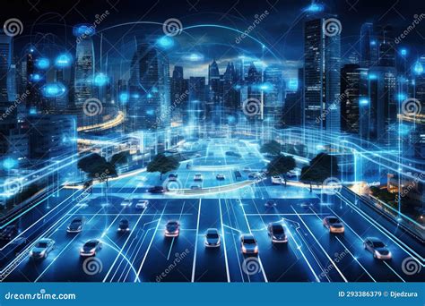 Image Depicts a Futuristic City at Night with Advanced Technology. Stock Image - Image of ...