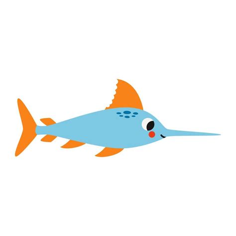 Vector illustration of cartoon swordfish isolated on white background. 21688912 Vector Art at ...