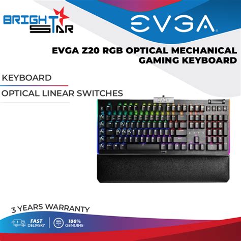 EVGA Z20 RGB Optical Mechanical Gaming Keyboard Optical Linear Switches ...