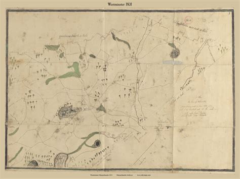 Westminster, Massachusetts 1831 Old Town Map Reprint - Roads Place ...