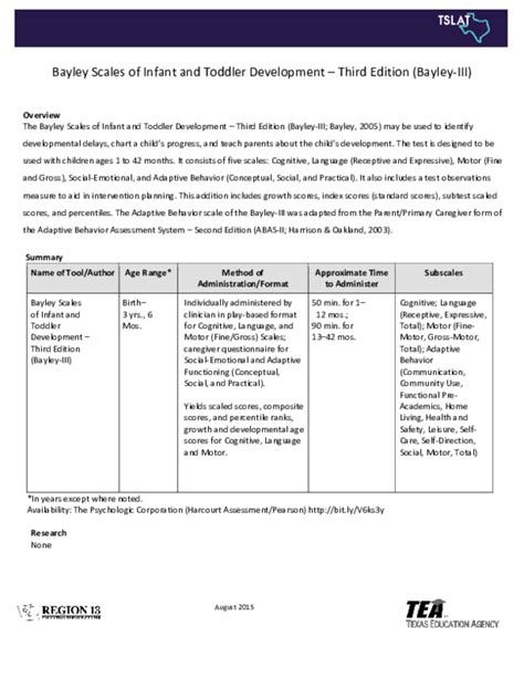 (PDF) Bayley Scales of Infant and Toddler Development, Third Edition ...