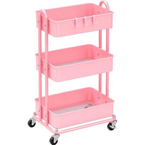 SunnyPoint 3-Tier Compact Rolling Metal Utility Cart Kitchen With ...