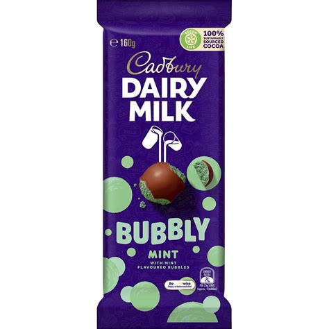 Cadbury Dairy Milk Bubbly Mint Chocolate Block 160g | Woolworths