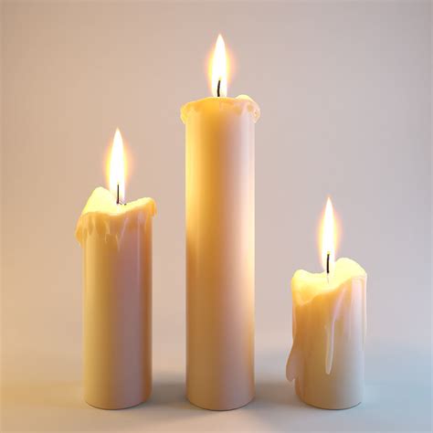 Three melted candles 3D model | CGTrader