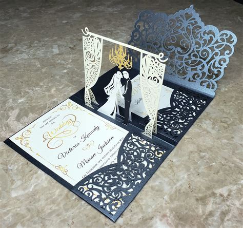 Pop up Wedding Invitations Sample Elegant Vintage - Etsy