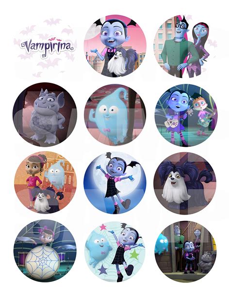 Buy Vampirina Stickers, Large 2.5” Round Circle DIY Stickers to Place onto Party Favor Bags ...