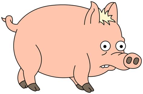 Plopper from The Simpsons: A Cartoon Pig with an Angry Look