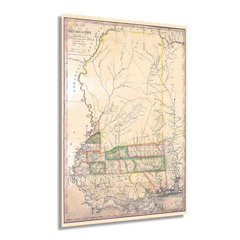 Buy HISTORIX Vintage 1820 of Mississippi,24x36 Inch Vintage of Mississippi Wall Art,From Surveys ...