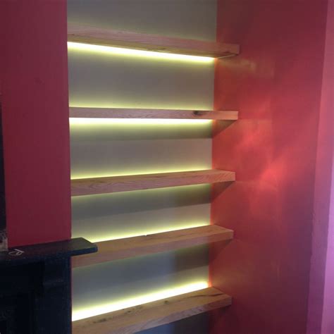 Shelf Lighting with LED Tape/LED Strip. Looks great! | Led shelf lighting, Led strip lighting ...