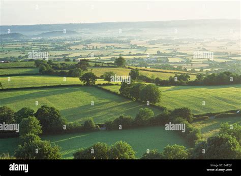 England, Somerset, Countryside View from Glastonbury Tor Stock Photo ...