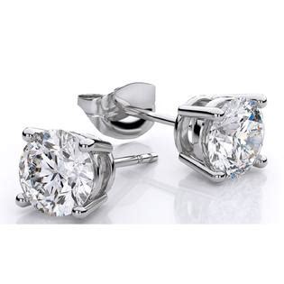 Diamond Princess Genuine 1 Carat Natural Solitaire Round Cut Diamond Studs Earrings In 14K White ...