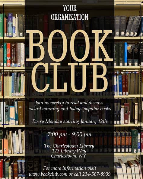 Book Club Flyer Book Theme Book Club Poster Editable Flyer | Etsy