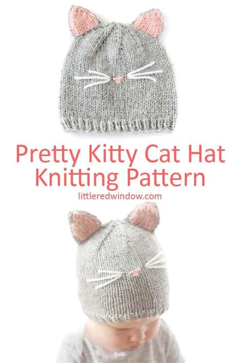 Pretty Kitty Cat Hat Knitting Pattern - Little Red Window