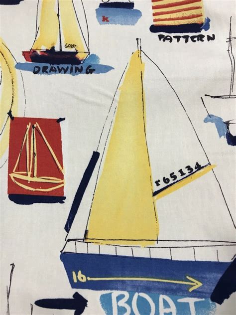 Covington McGregor Nautical Boats Yellow Red Blue Print Fabric By The Yard – Bella Bazaar