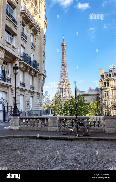 Paris, France: View of the Eiffel Tower from the Avenue de Camoens ...