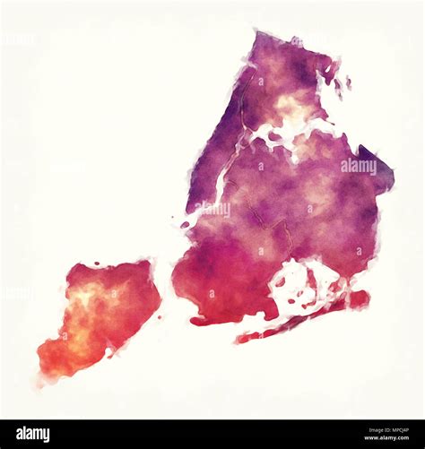 New York city watercolor map in front of a white background Stock Photo - Alamy