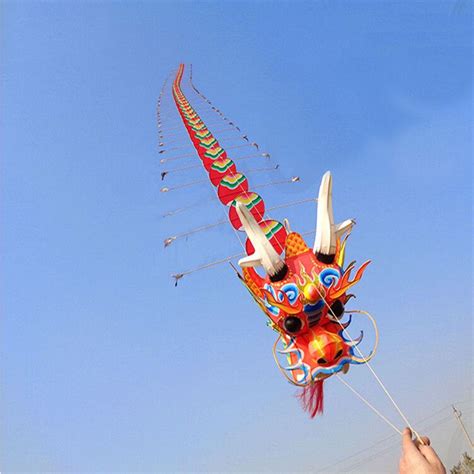 free shipping large chinese dragon kite can fly with handle line ...