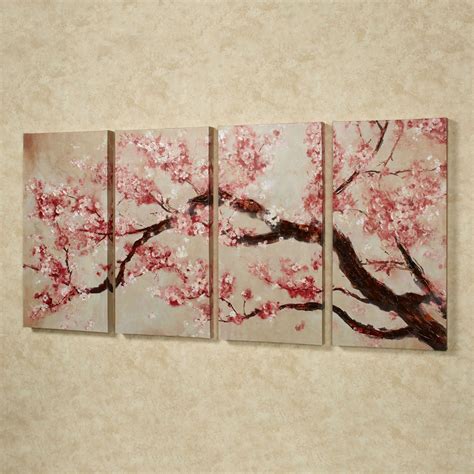 Cherry Blossom Tree Quadtych Canvas Art Set | Cherry blossom art ...