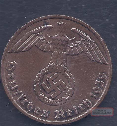 Nazi Germany Third Reich 1939 E 1 Rpf Nazi Swastika Coin Ww2 Era Coin 7