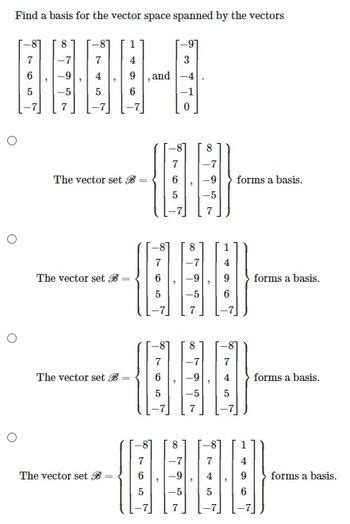 Answered: Find a basis for the vector space… | bartleby