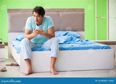 The Man Suffering from Sleeping Disorder and Insomnia Stock Image - Image of drinking, divorced ...