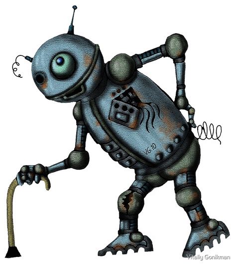 "Funny Old Robot cartoon drawing art" by Vitaliy Gonikman | Redbubble