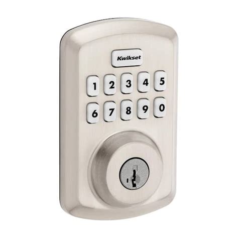 Kwikset Powerbolt 250 10-Button Keypad Satin Nickel Transitional Electronic Deadbolt Door Lock ...