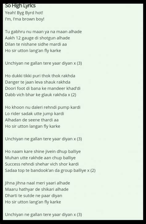 So high song lyrics of sidhu mosse wala - English - Voice - 11708406 ...