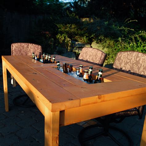 Wonderful DIY Patio Table with Built-in Wine Cooler