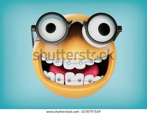 Nerd Emoji Squint Glasses Braces Isolated Stock Illustration 1678797169 | Shutterstock